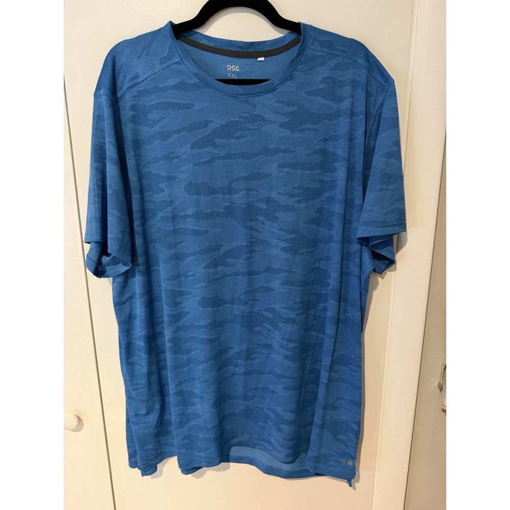 DSG Men's Blue Camouflage Knit Breathable Short Sleeve Crew Neck T-Shirt XXL
